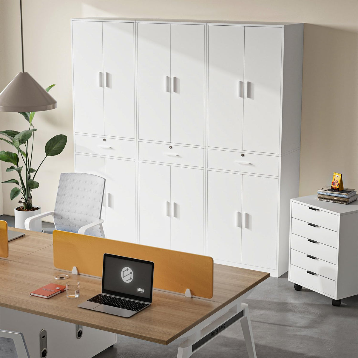 Mehrzweckschrank Büroschrank, Aktenschrank mit Schublade, Weiß