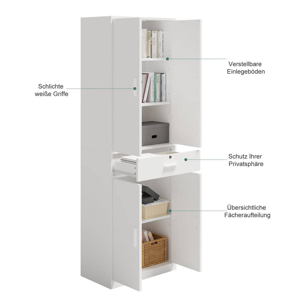 Mehrzweckschrank Büroschrank, Aktenschrank mit Schublade, Weiß