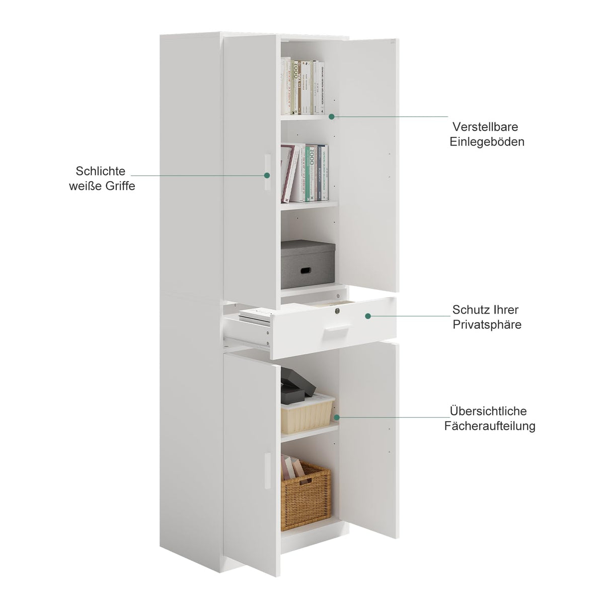 Mehrzweckschrank Büroschrank, Aktenschrank mit Schublade, Weiß