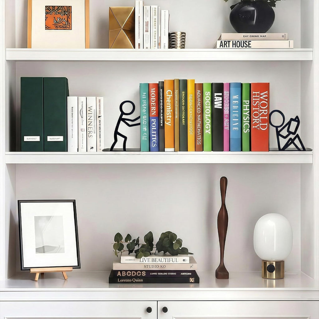 Buchstütze für Regale Dekorative, Süße Buchstützen Metall, Originell für Schwere Bücher, Buchhalter für Büro Schule Zuhause, Schreibtisch Regal Dekoration, Geschenk für Bücherliebhaber