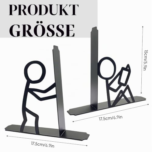 Buchstütze für Regale Dekorative, Süße Buchstützen Metall, Originell für Schwere Bücher, Buchhalter für Büro Schule Zuhause, Schreibtisch Regal Dekoration, Geschenk für Bücherliebhaber