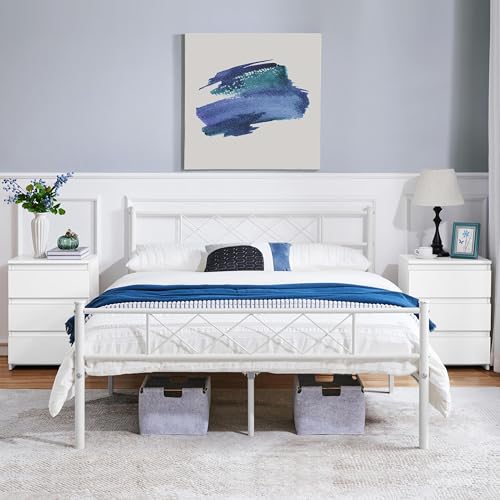 Yaheetech Nachttisch Boxspringbett Nachtschrank Nachtkommode mit 3 Schubladen Schlichter Beistelltisch Sofatisch Schubladenschrank für Schlafzimmer/Wohnzimmer, Weiß