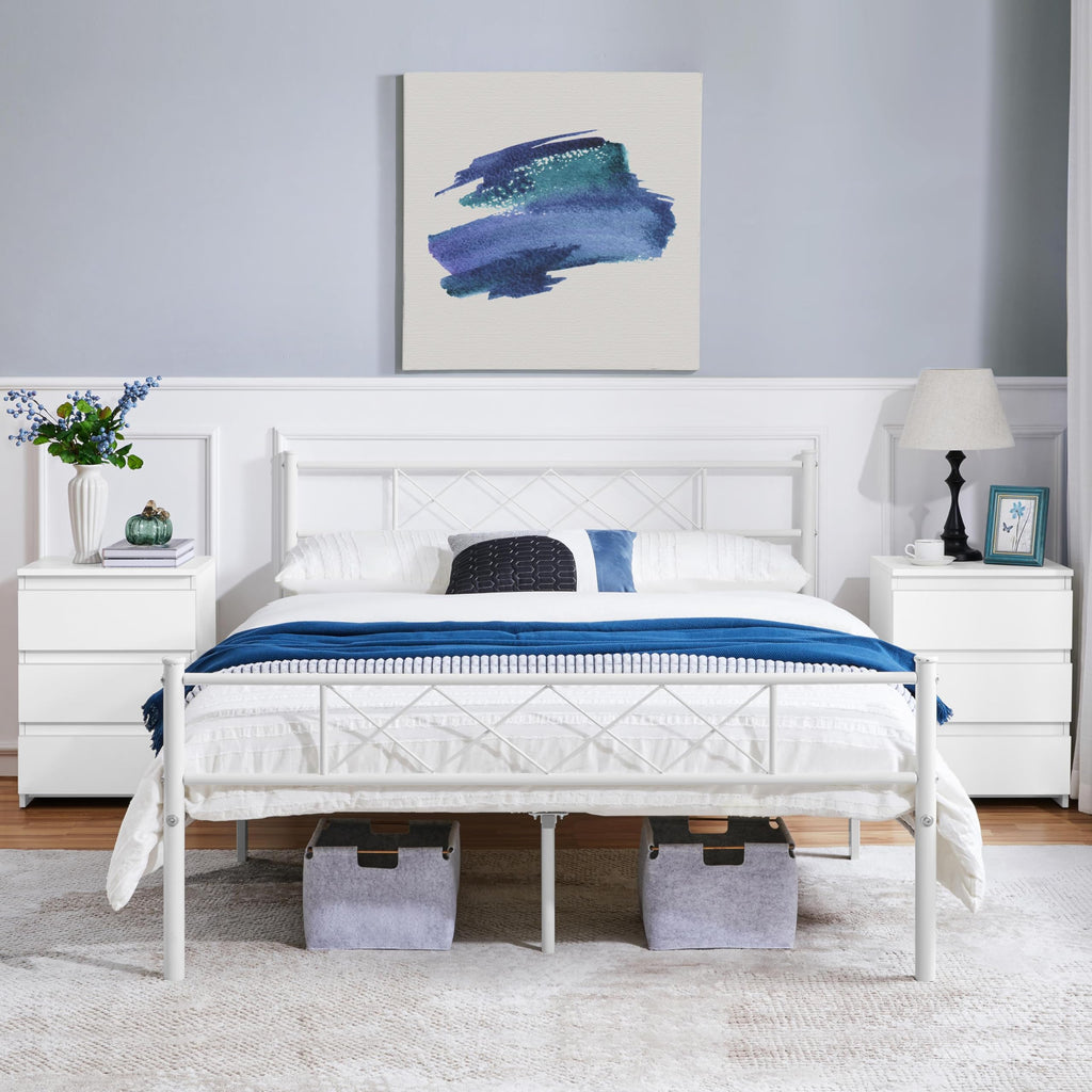 Yaheetech Nachttisch Boxspringbett Nachtschrank Nachtkommode mit 3 Schubladen Schlichter Beistelltisch Sofatisch Schubladenschrank für Schlafzimmer/Wohnzimmer, Weiß