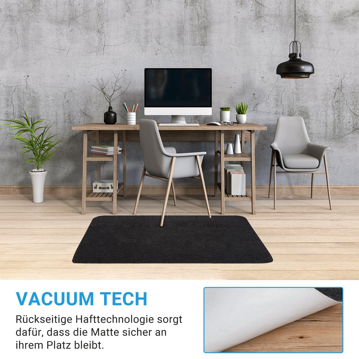 COSYLAND Bodenschutzmatte, Stuhlmatten Bürostuhlunterlage, Multifunktionaler Stuhlteppich, Büromatte für zu Hause, Büro，Schwarz
