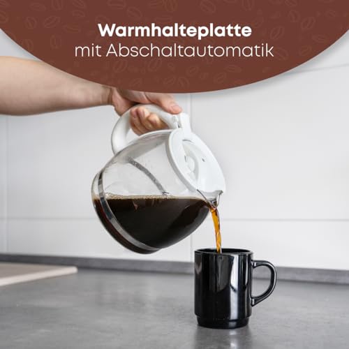 Clatronic® Kaffeemaschine | Kaffeeautomat für 12-14 Tassen (ca. 1,5 Liter) | Filterkaffeemaschine mit Nachtropfsicherung und herausnehmbaren Filtereinsatz | 900W | Coffee Machine KA 3473 weiß