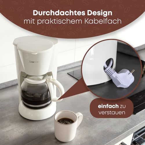 Clatronic® Kaffeemaschine | Kaffeeautomat für 12-14 Tassen (ca. 1,5 Liter) | Filterkaffeemaschine mit Nachtropfsicherung und herausnehmbaren Filtereinsatz | 900W | Coffee Machine KA 3473 weiß