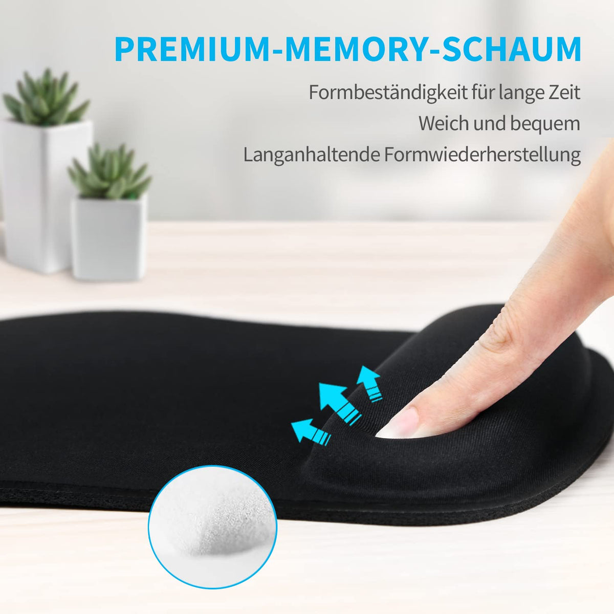 TECKNET Mauspad mit Gelkissen, Ergonomisches Wasserdicht Mousepad