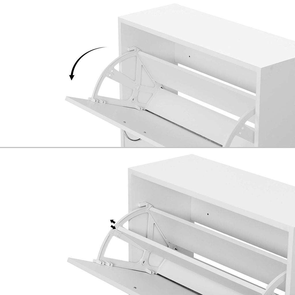 Meerveil Schuhschrank, klappbar, 2 Türen, schmal, weiß, 63x24x81 cm