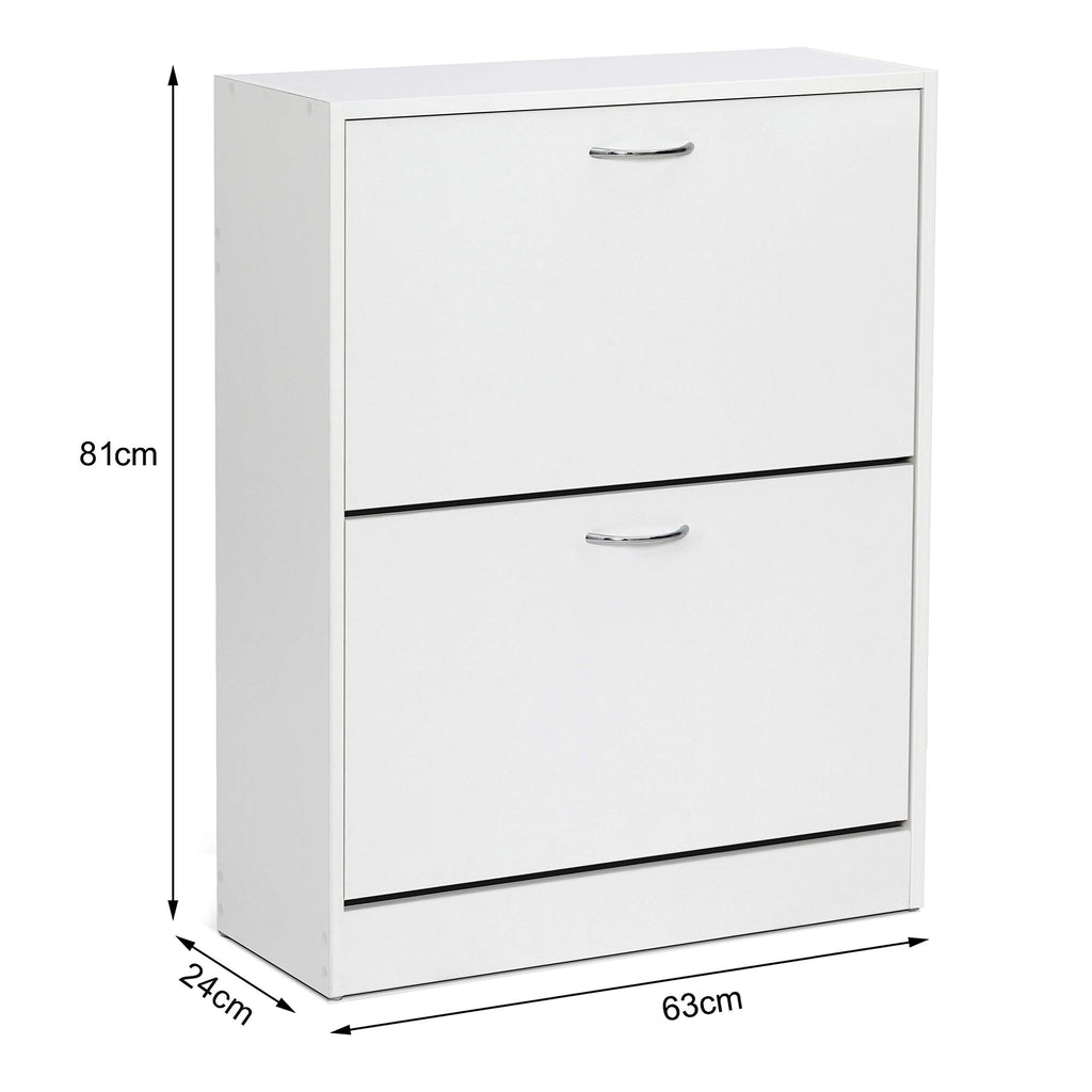 Meerveil Schuhschrank, klappbar, 2 Türen, schmal, weiß, 63x24x81 cm