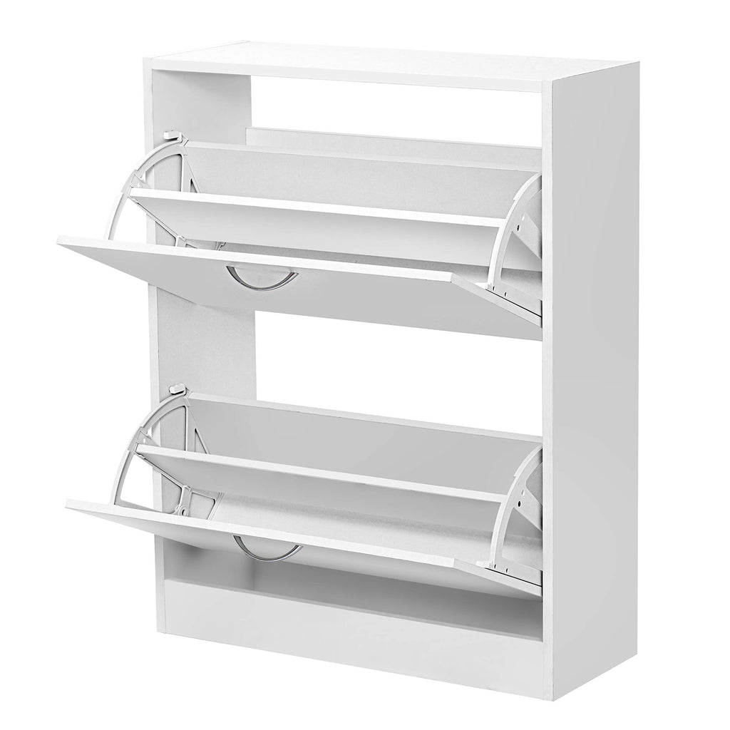 Meerveil Schuhschrank, klappbar, 2 Türen, schmal, weiß, 63x24x81 cm
