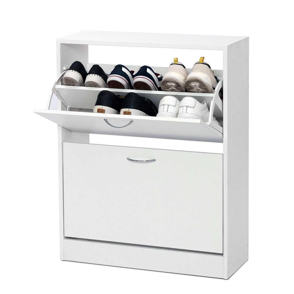 Meerveil Schuhschrank, klappbar, 2 Türen, schmal, weiß, 63x24x81 cm
