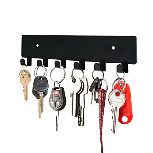 GTK Schlüsselhalter für Wand, Schlüsselhaken mit 6 Haken, Wandmontage, Schlüsselhalter für Flur, selbstklebendes Schlüsselbrett (schwarz)