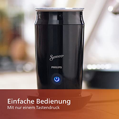 Philips SENSEO® Milk Twister – Milchaufschäumer für heißes und kaltes Milchaufschäumen für 2 Cappucinos, Antihaftbeschichtung, 500 Watt, 0.12 Liter, ‎15.1 x 15.1 x 21.7 cm, schwarz (CA6500/60)
