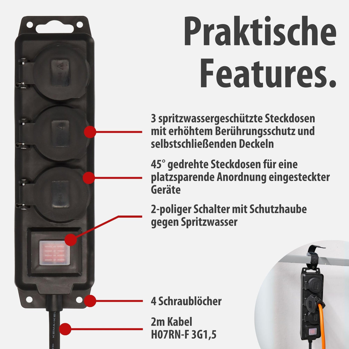 Brennenstuhl Steckdosenverteiler IP44 3-Fach