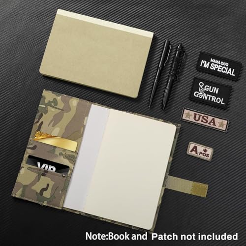 OCP Militär-Notizbuchhülle – 5,5 x 8 Zoll taktische Hülle mit Patch-Schlaufe und Taschen (Notizbuch nicht im Lieferumfang enthalten) (Khaki)