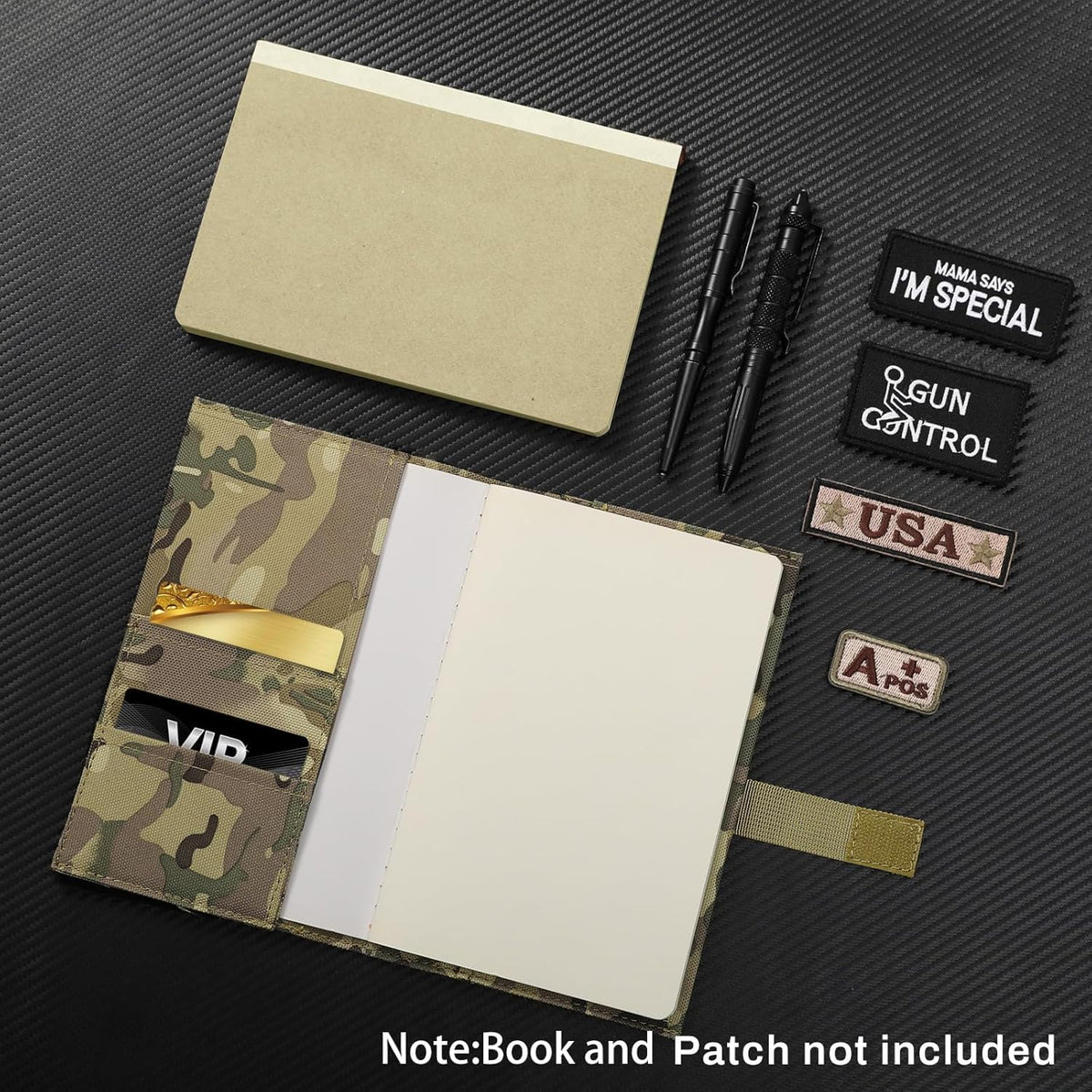 OCP Militär-Notizbuchhülle – 5,5 x 8 Zoll taktische Hülle mit Patch-Schlaufe und Taschen (Notizbuch nicht im Lieferumfang enthalten) (Khaki)