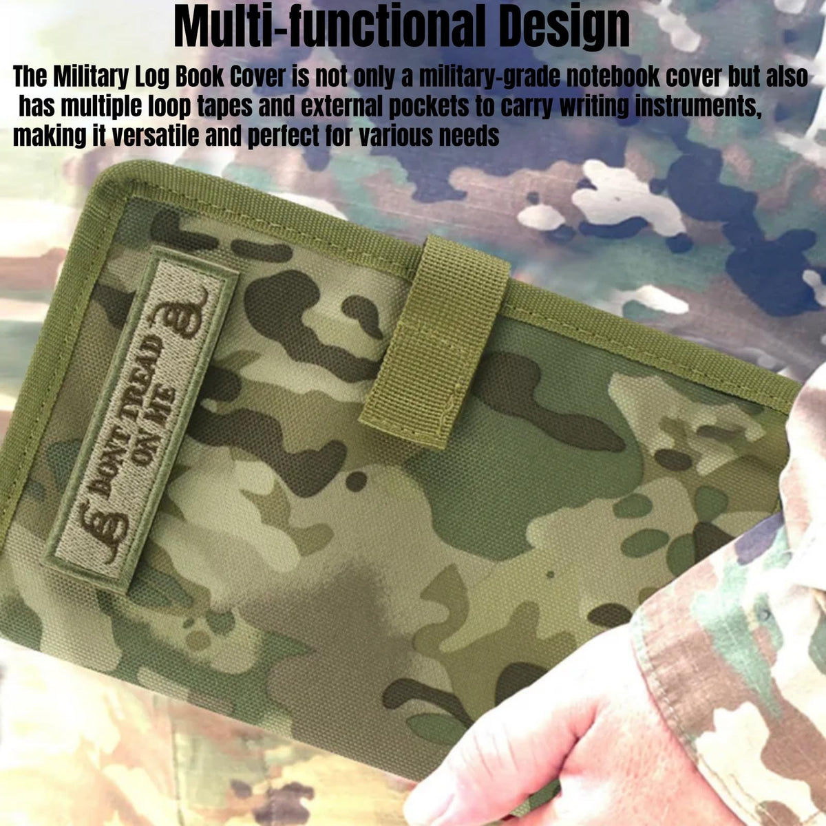 OCP Militär-Notizbuchhülle – 5,5 x 8 Zoll taktische Hülle mit Patch-Schlaufe und Taschen (Notizbuch nicht im Lieferumfang enthalten) (Khaki)