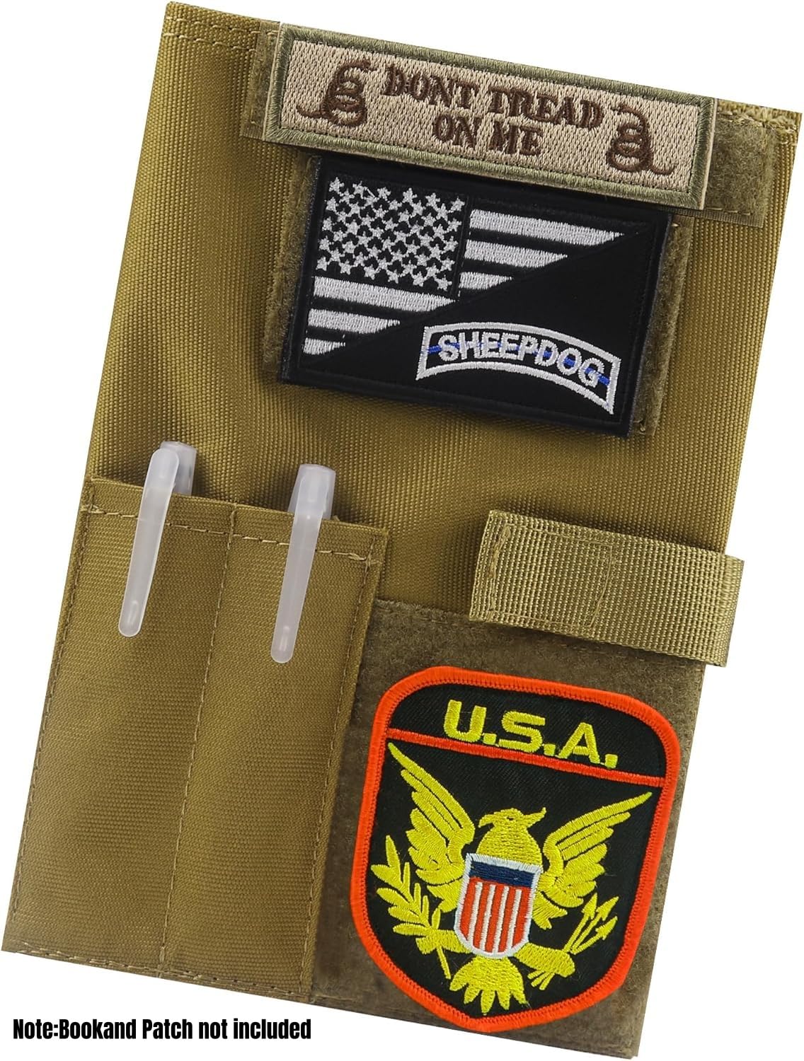 OCP Militär-Notizbuchhülle – 5,5 x 8 Zoll taktische Hülle mit Patch-Schlaufe und Taschen (Notizbuch nicht im Lieferumfang enthalten) (Khaki)