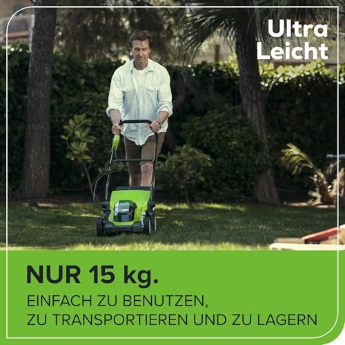 Greenworks 40V Kabelloser Akku Rasenmäher für Flächen bis zu 200 m², 35 cm Schnittbreite, 40-Liter-Sack PLUS 40 V 2Ah-Akku & Ladegerät, 3 Jahre Garantie-G40LM35K2