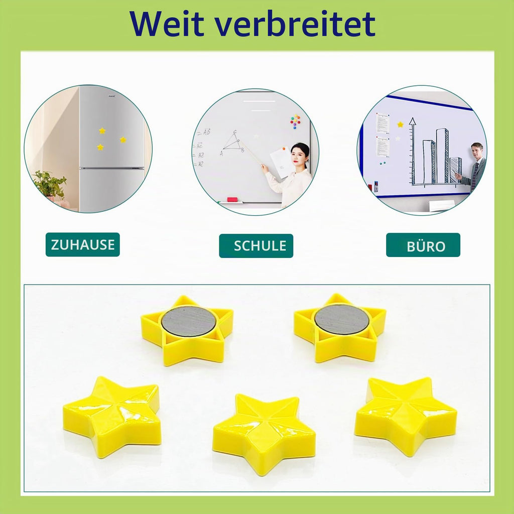 Magnete für Magnettafel, 30 Magnet Kühlschrankmagnete Kühlschrank Magnete Mini Magnete Klein Whiteboard Magnete Magneten Starker Halt Tafelmagnete, für Whiteboard, Pinnwand,Küche (Sterne, Gelb)