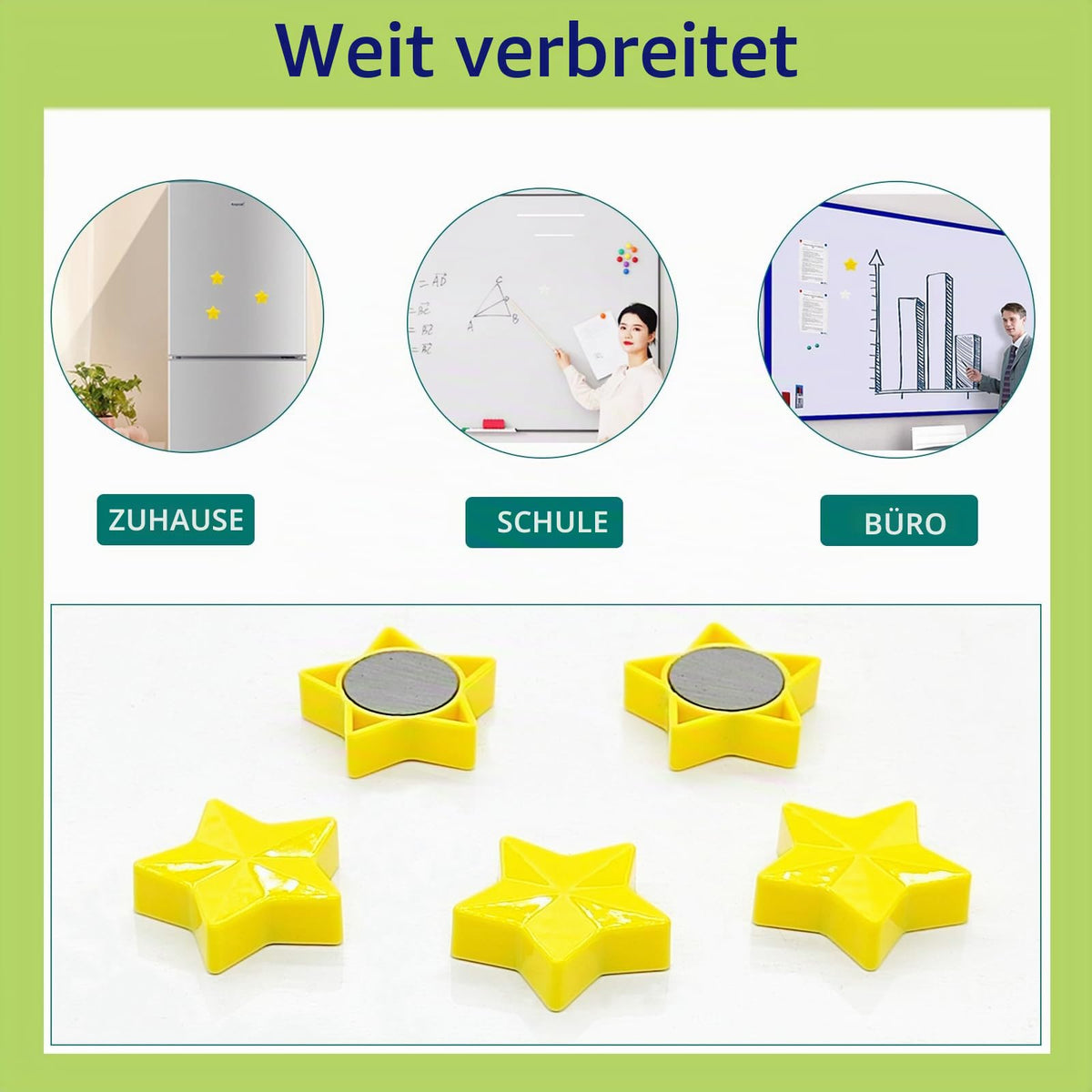 Magnete für Magnettafel, 30 Magnet Kühlschrankmagnete Kühlschrank Magnete Mini Magnete Klein Whiteboard Magnete Magneten Starker Halt Tafelmagnete, für Whiteboard, Pinnwand,Küche (Sterne, Gelb)