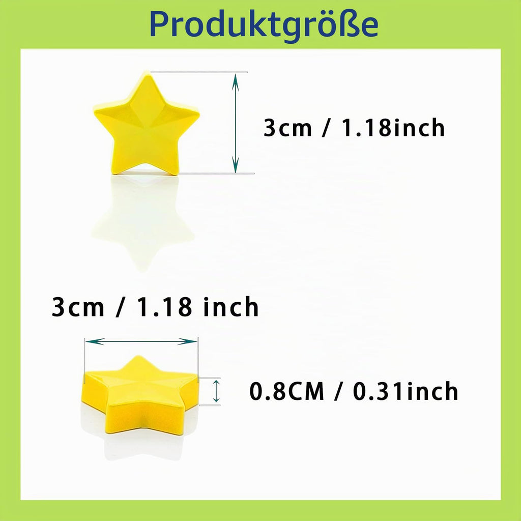 Magnete für Magnettafel, 30 Magnet Kühlschrankmagnete Kühlschrank Magnete Mini Magnete Klein Whiteboard Magnete Magneten Starker Halt Tafelmagnete, für Whiteboard, Pinnwand,Küche (Sterne, Gelb)