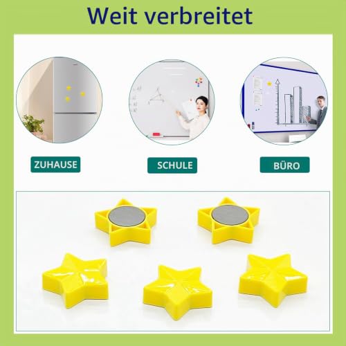 Magnete für Magnettafel, 30 Magnet Kühlschrankmagnete Kühlschrank Magnete Mini Magnete Klein Whiteboard Magnete Magneten Starker Halt Tafelmagnete, für Whiteboard, Pinnwand,Küche (Sterne, Gelb)