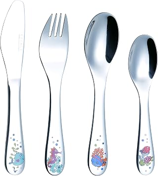 EXZACT Kinderbesteck 4 tlg Edelstahl Sea Tiere für Familienessen
