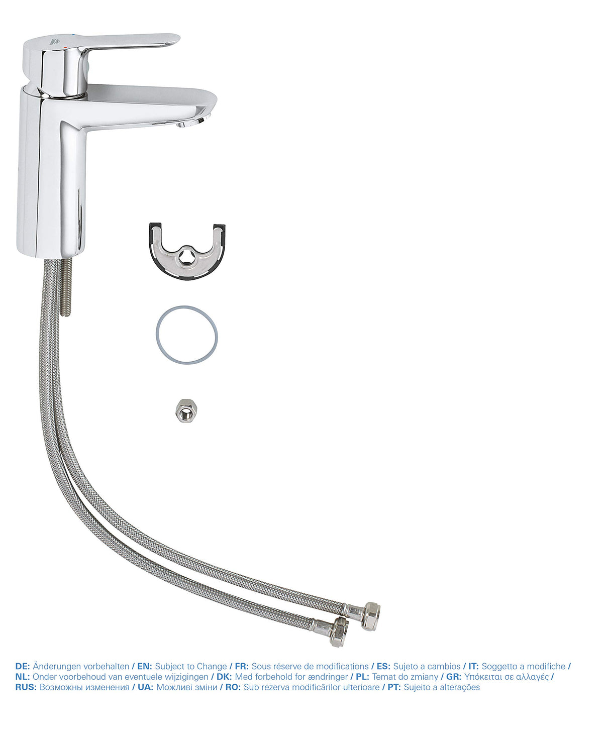 GROHE BauEdge, Waschtischarmatur, wassersparend (Wasserhahn für das Bad, 15cm hoch, mit Keramikkartusche, einfache Installation am Waschbecken), chrom, 23330000