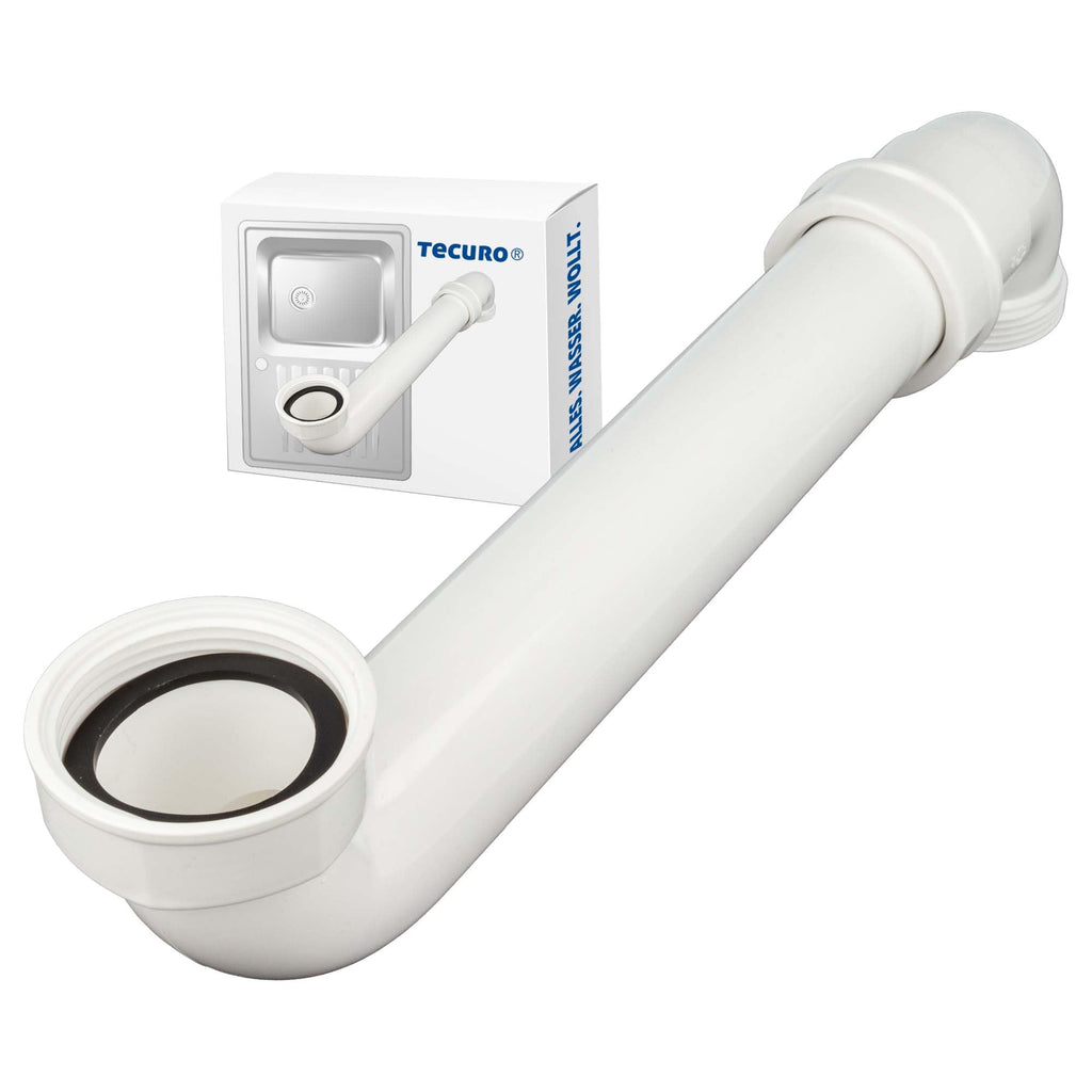 tecuro Raumsparsiphon für die Spüle, 1 1/2 Zoll Anschluss, Siphon Abwasser Rohr 40 mm, Länge max. 300 mm, kürzbar, Kunststoff weiß,