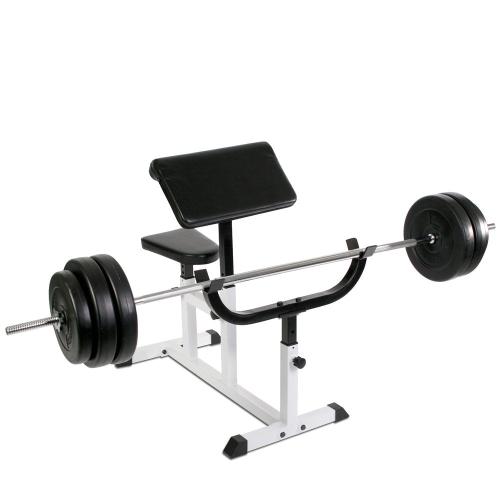 Physionics® Curlbank bis 200 kg mit verstellbarer Armlehne und Hantelablage