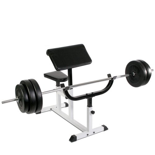 Physionics® Curlbank bis 200 kg mit verstellbarer Armlehne und Hantelablage