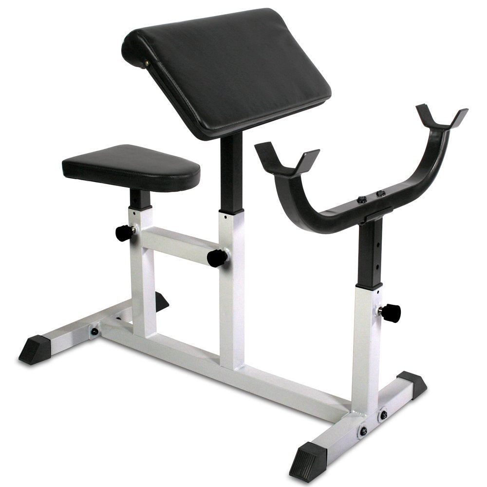 Physionics® Curlbank bis 200 kg mit verstellbarer Armlehne und Hantelablage
