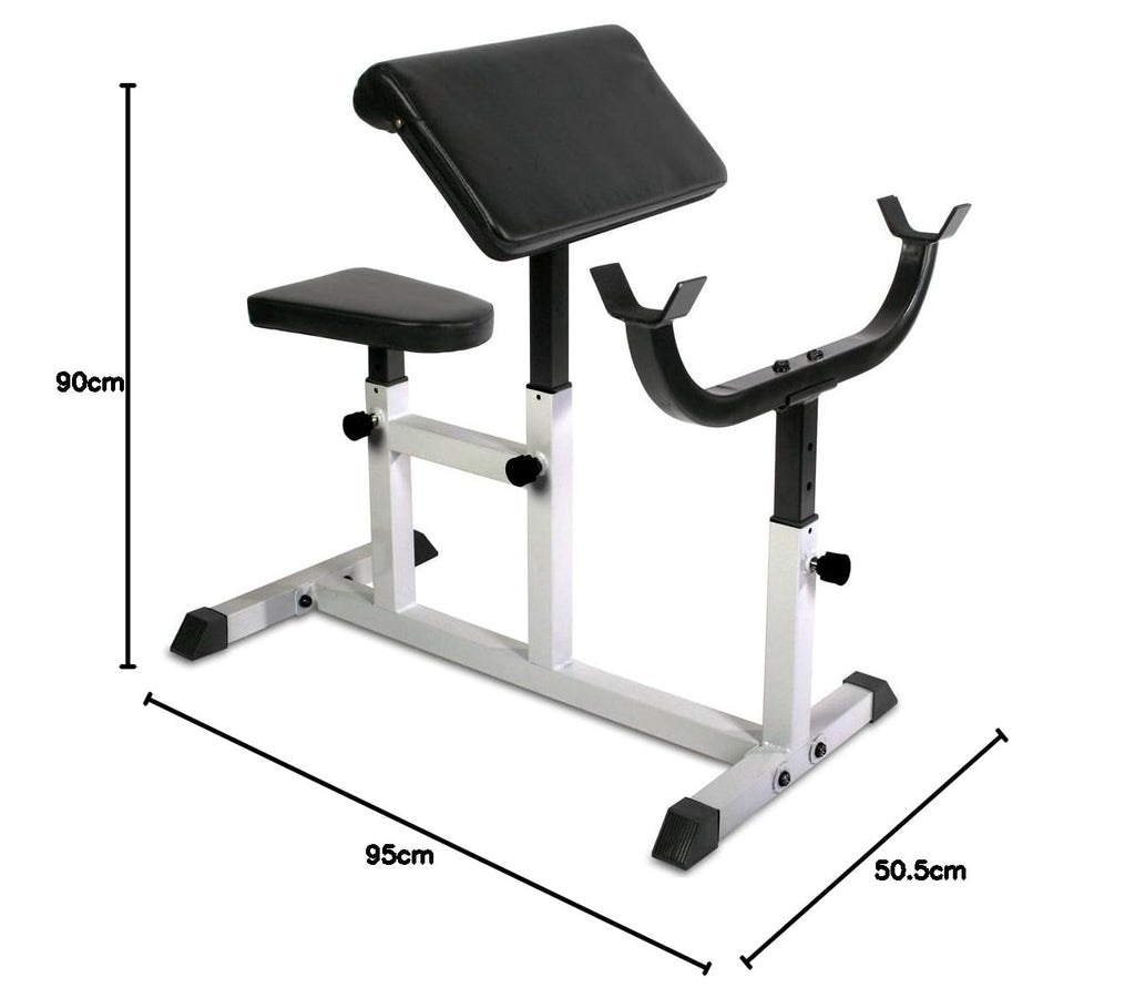 Physionics® Curlbank bis 200 kg mit verstellbarer Armlehne und Hantelablage