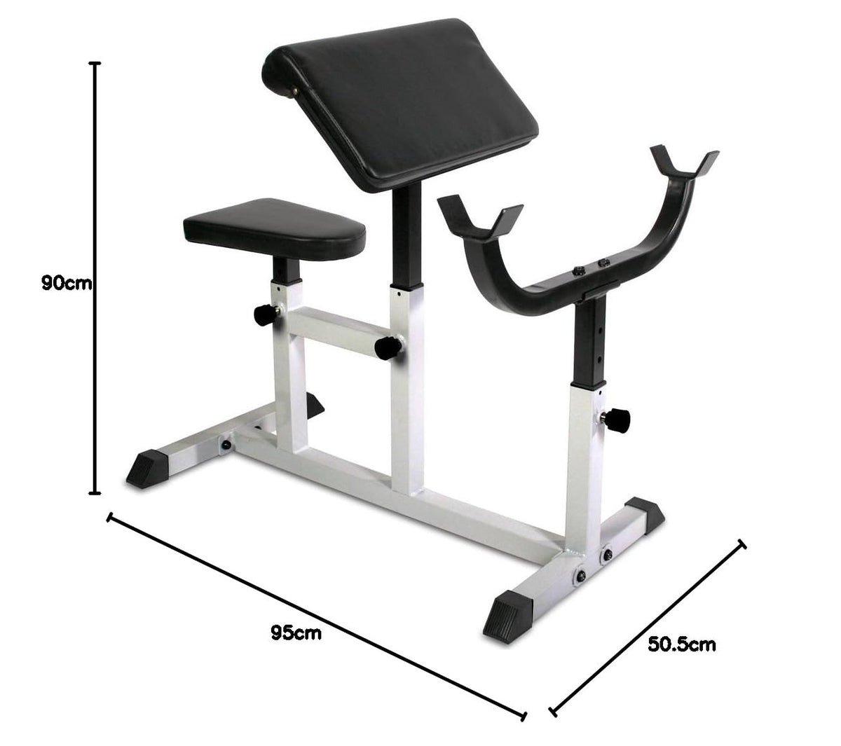 Physionics® Curlbank bis 200 kg mit verstellbarer Armlehne und Hantelablage