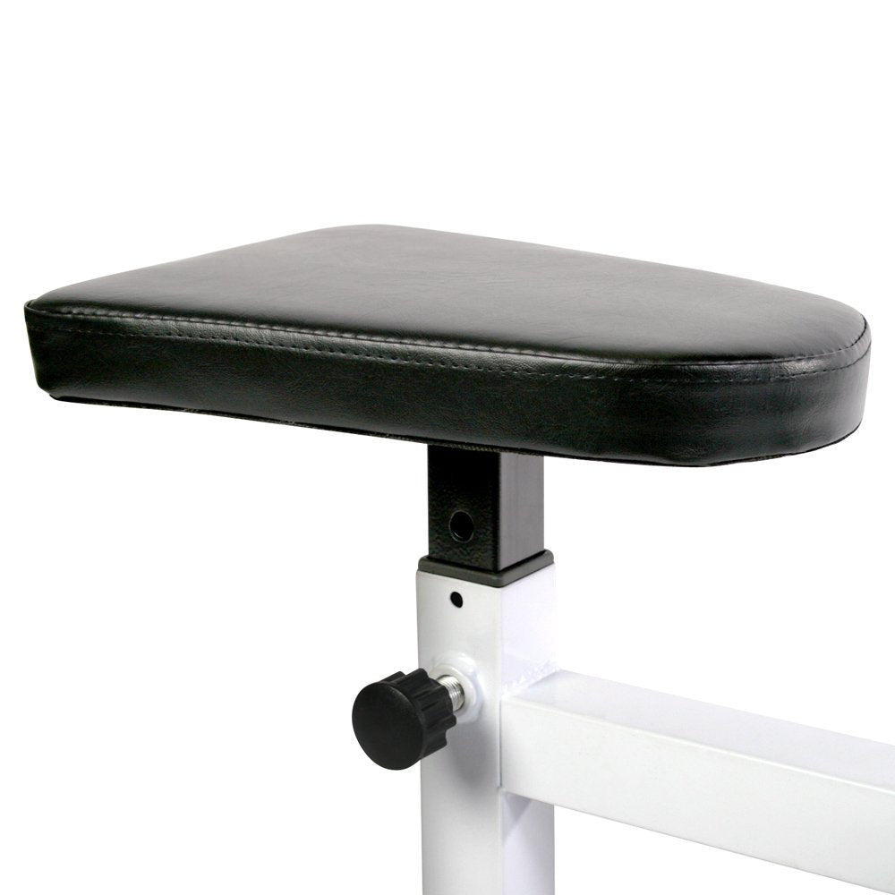 Physionics® Curlbank bis 200 kg mit verstellbarer Armlehne und Hantelablage