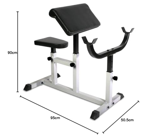 Physionics® Curlbank bis 200 kg mit verstellbarer Armlehne und Hantelablage