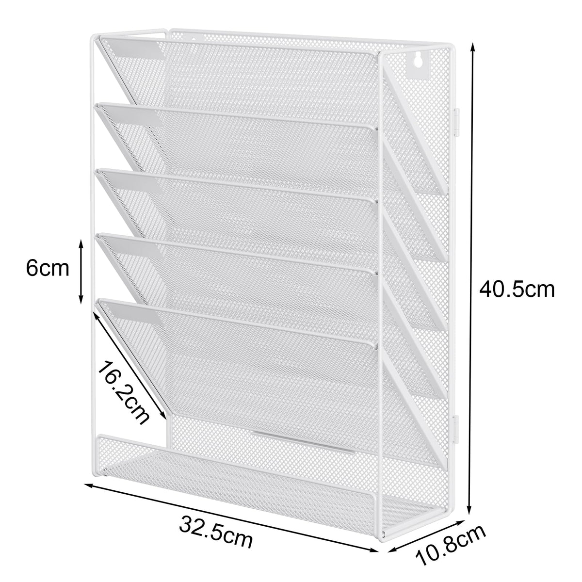 EasyPAG 6 Fächer Zusammensetzen Metall A4 Zeitschriftenhalter Wand Zeitschriften Wandhalter Aktenablage Dokumentenhalter Hängend Magazin Organizer Flyerständer Prospektspender,Weiß