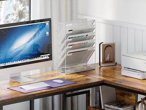 EasyPAG 6 Fächer Zusammensetzen Metall A4 Zeitschriftenhalter Wand Zeitschriften Wandhalter Aktenablage Dokumentenhalter Hängend Magazin Organizer Flyerständer Prospektspender,Weiß