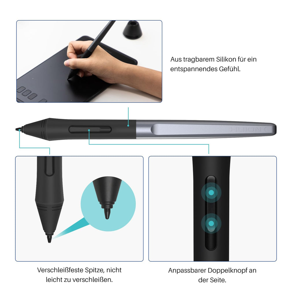 HUION Inspiroy H640P Grafiktablett, 6 Tasten