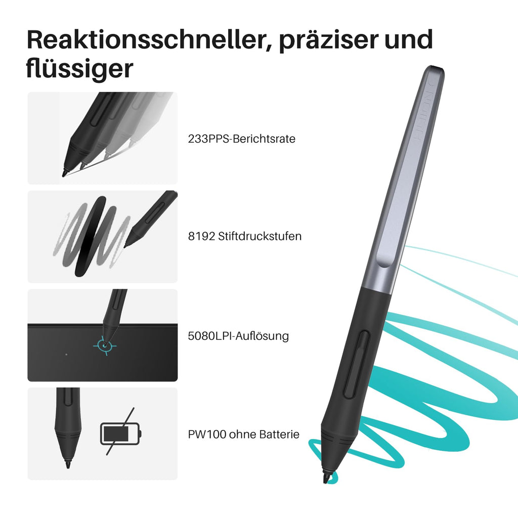 HUION Inspiroy H640P Grafiktablett, 6 Tasten