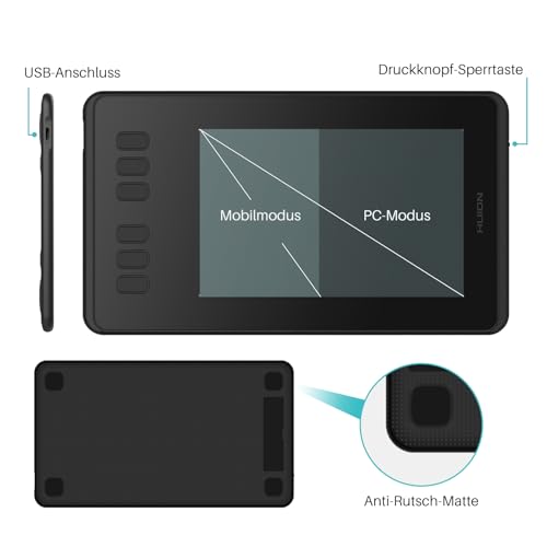 HUION Inspiroy H640P Grafiktablett, 6 Tasten