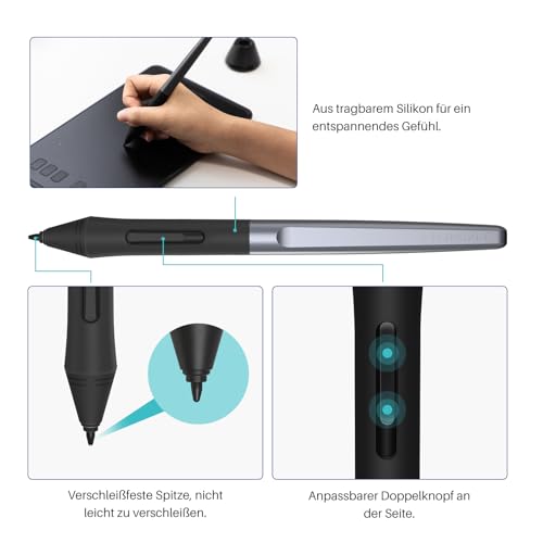 HUION Inspiroy H640P Grafiktablett, 6 Tasten