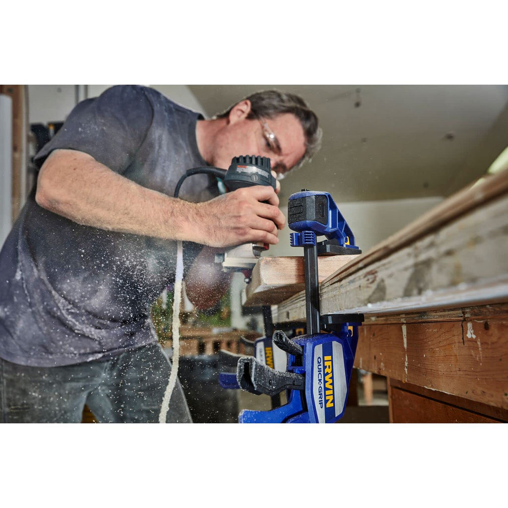 Irwin 10505942 XP Einhand-Zwinge 150 mm, extrem Haltekraft 250 kg, Spreizfunktion