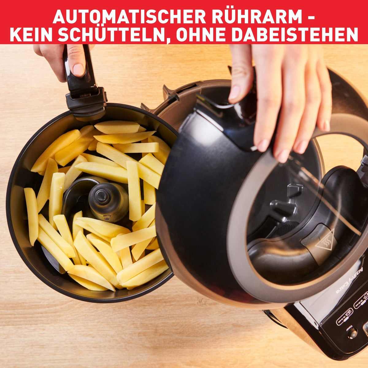 Tefal ActiFry Genius+ Heißluftfritteuse mit Rührarm, Airfryer, kein Schütteln, 1500 W, 1,2 kg für 6 Personen, 9 Auto-Kochmenüs, ‎energiesparend, gesunde Fritteuse ohne Öl, schwarz, FZ7738