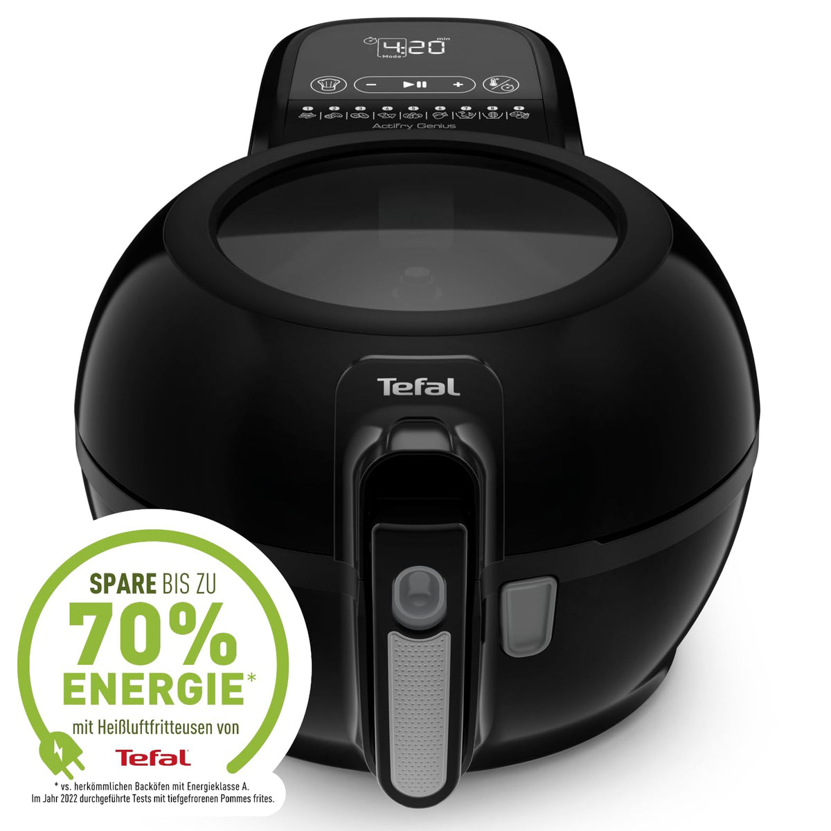 Tefal ActiFry Genius+ Heißluftfritteuse mit Rührarm, Airfryer, kein Schütteln, 1500 W, 1,2 kg für 6 Personen, 9 Auto-Kochmenüs, ‎energiesparend, gesunde Fritteuse ohne Öl, schwarz, FZ7738