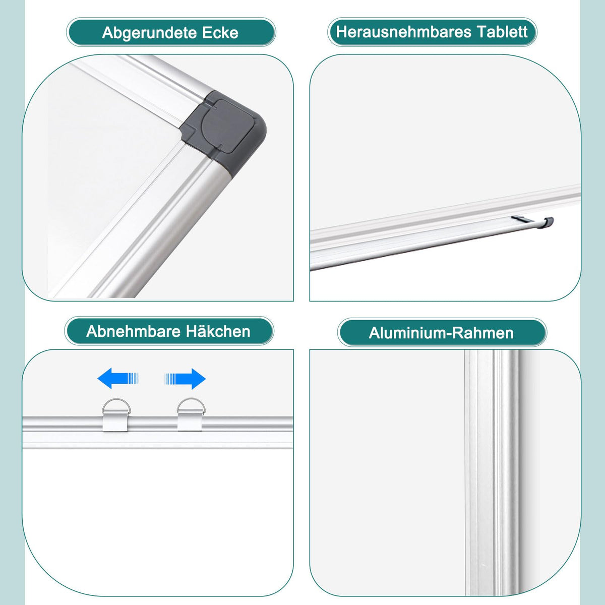 Magnetisch Whiteboard, 40x60cm Magnettafel mit Aluminiumrahmen, Magnetwand White Board mit Stiftablage und Haken