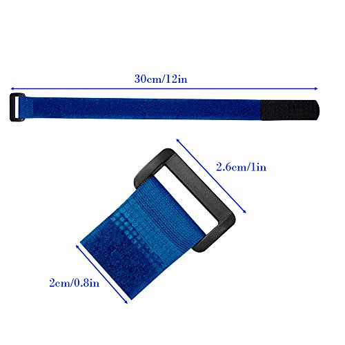 Gebildet Wiederverwendbare Klettkabelbinder, 20pcs Befestigung Klett Kabelbinder, Klettverschluss Klettbänder mit Schnalle, Stark Kabelbinder mit Klettverschluss für Kabelmanagement (2×30cm, Blau)