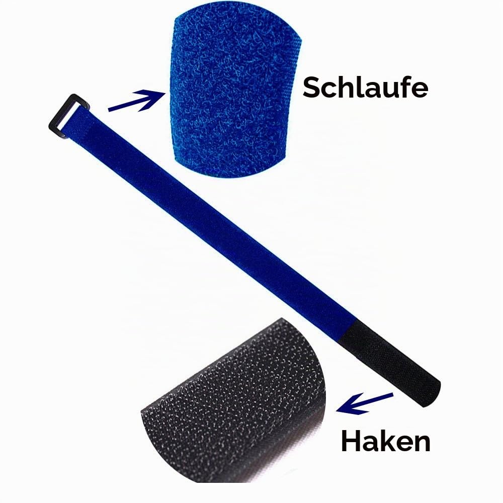 Gebildet Wiederverwendbare Klettkabelbinder, 20pcs Befestigung Klett Kabelbinder, Klettverschluss Klettbänder mit Schnalle, Stark Kabelbinder mit Klettverschluss für Kabelmanagement (2×30cm, Blau)