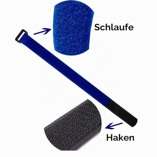 Gebildet Wiederverwendbare Klettkabelbinder, 20pcs Befestigung Klett Kabelbinder, Klettverschluss Klettbänder mit Schnalle, Stark Kabelbinder mit Klettverschluss für Kabelmanagement (2×30cm, Blau)